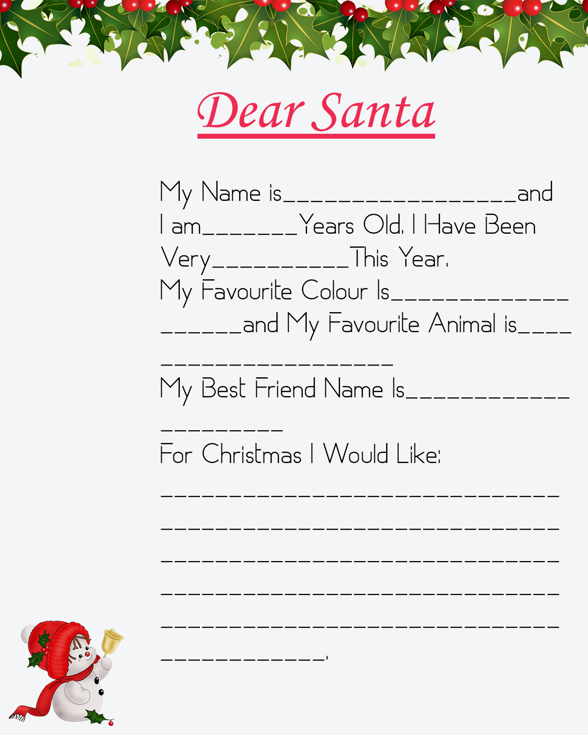 10+ Free Blank Printable Santa Letter Template | How To Wiki Intended For Letter From Santa Template Word
