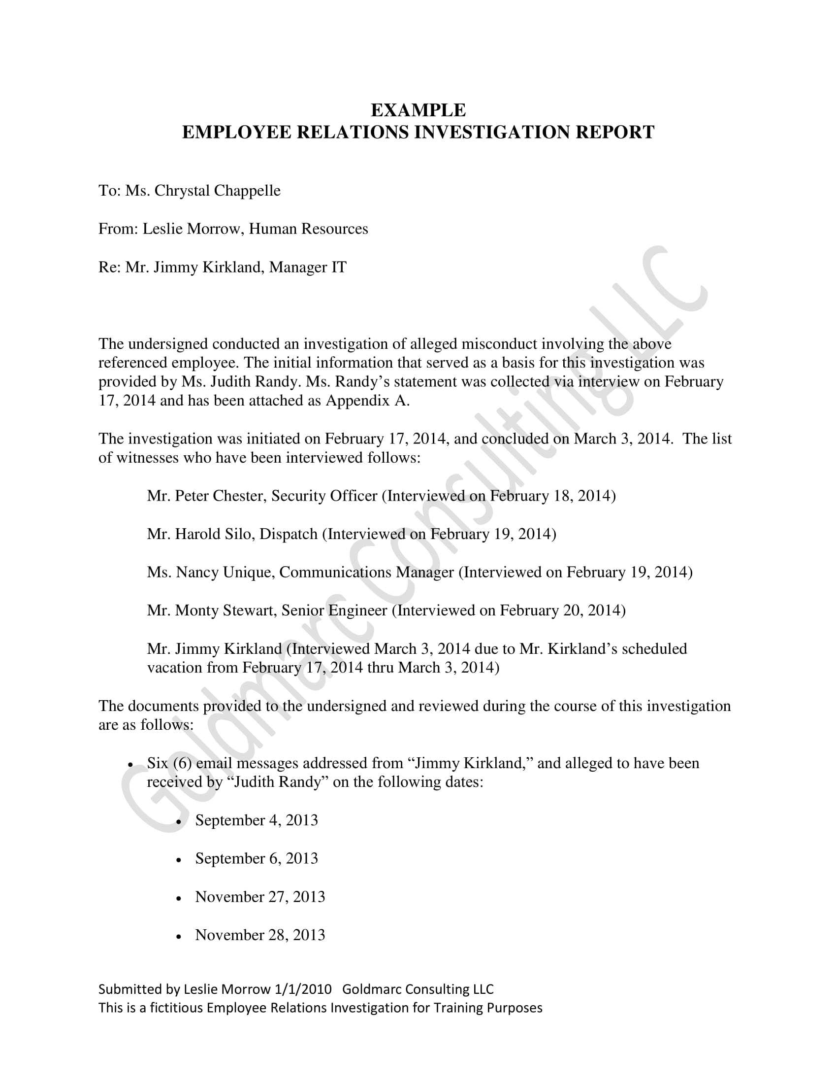 10+ Workplace Investigation Report Examples - Pdf | Examples Pertaining To Workplace Investigation Report Template