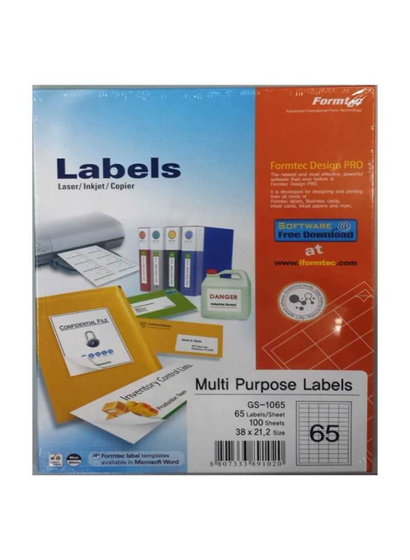 100 Sheets Label Per Sheet Box (65 Labels Per Sheet) Intended For Word Label Template 21 Per Sheet