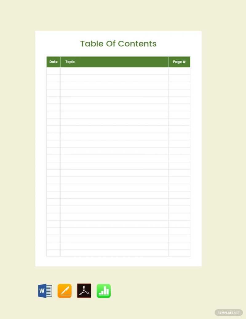 15 Best Table Of Content Templates For Your Documents Regarding Blank Table Of Contents Template