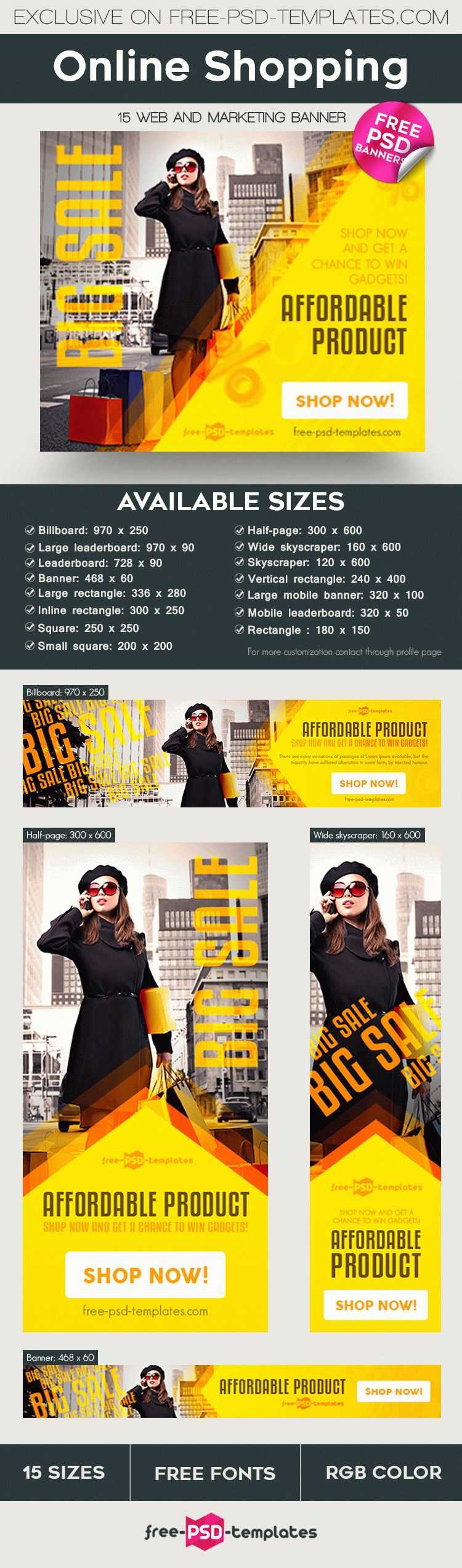 15 Free Online Shopping Banner In Psd | Free Psd Templates In Free Online Banner Templates