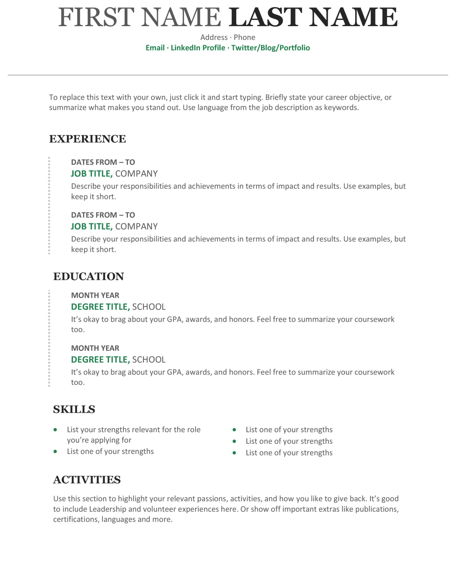 20+ Free And Premium Word Resume Templates [Download] For Free Blank Resume Templates For Microsoft Word