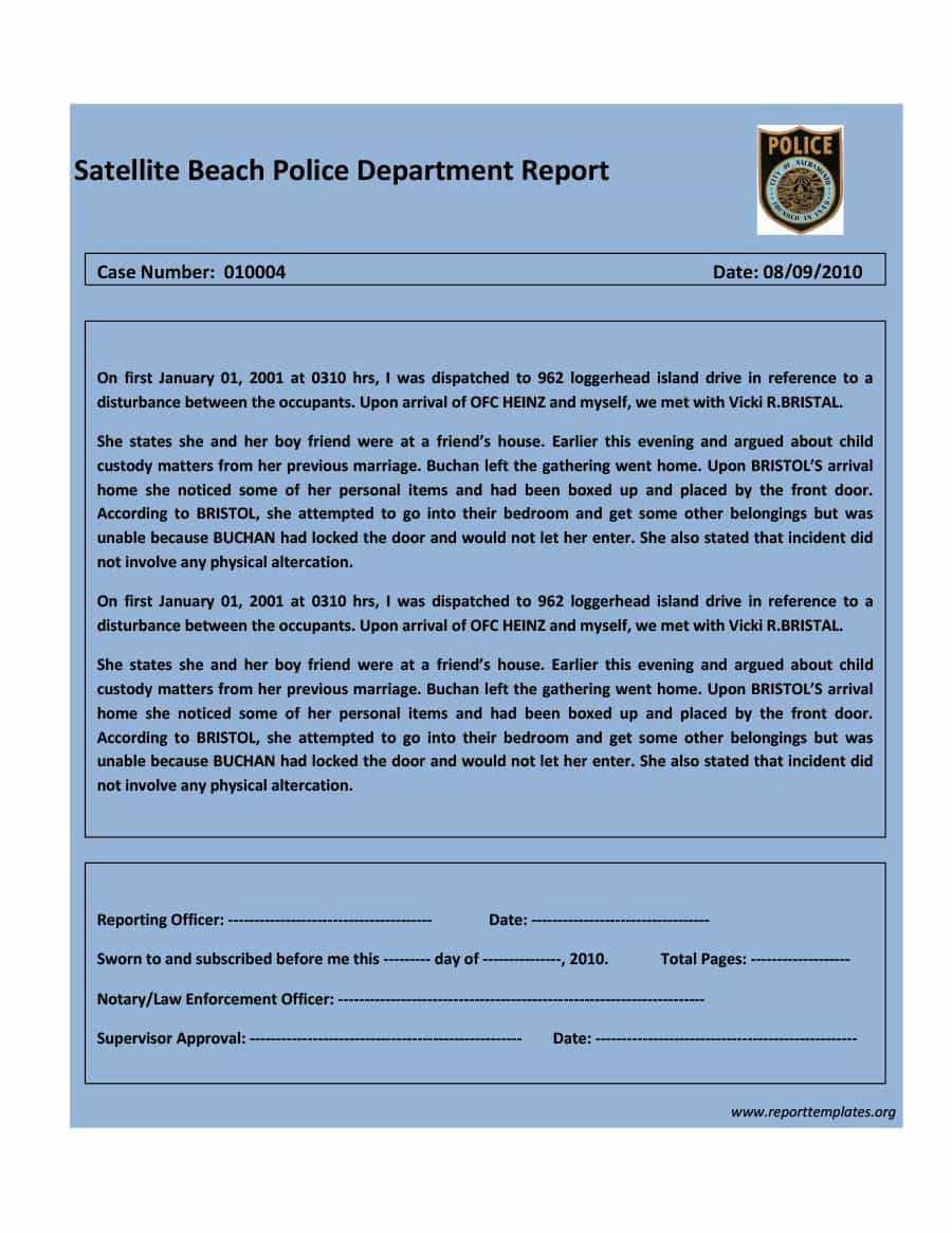 20+ Police Report Template & Examples [Fake / Real] ᐅ With Regard To Fake Police Report Template