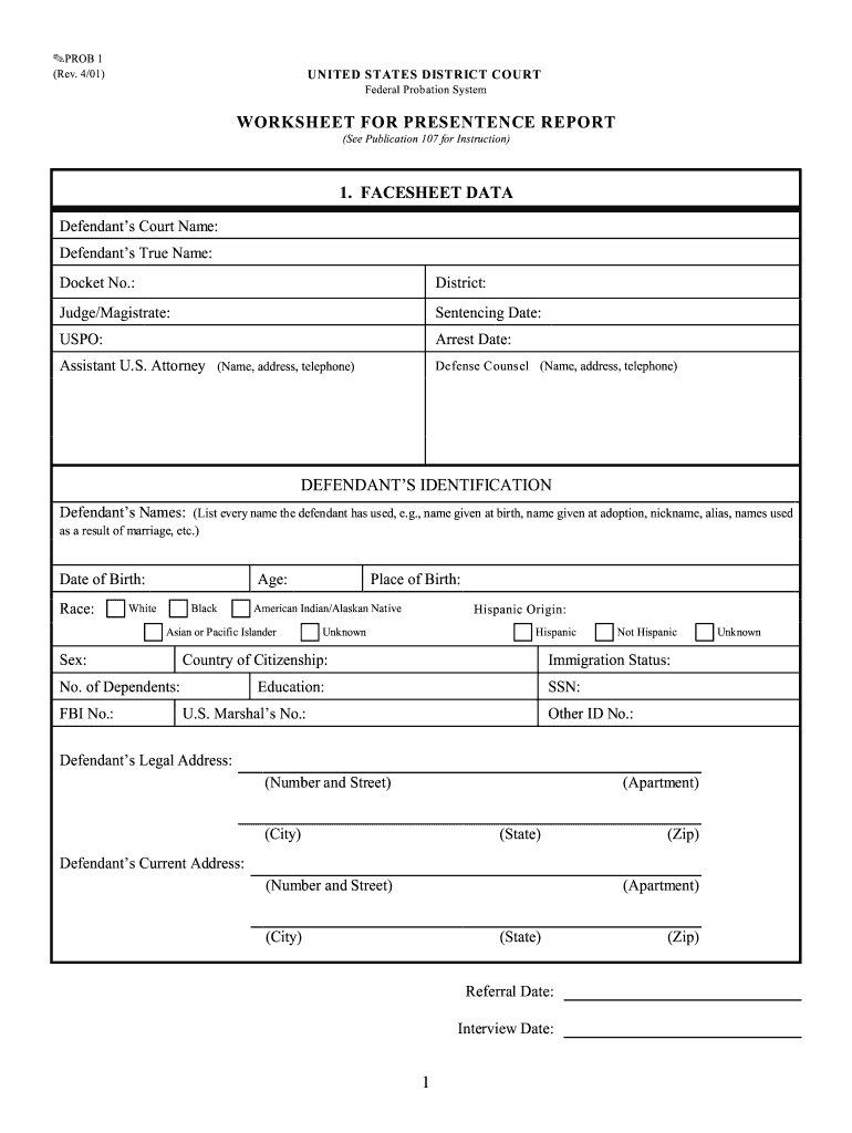 2009 2020 Form Prob 1 Fill Online, Printable, Fillable With Regard To Presentence Investigation Report Template