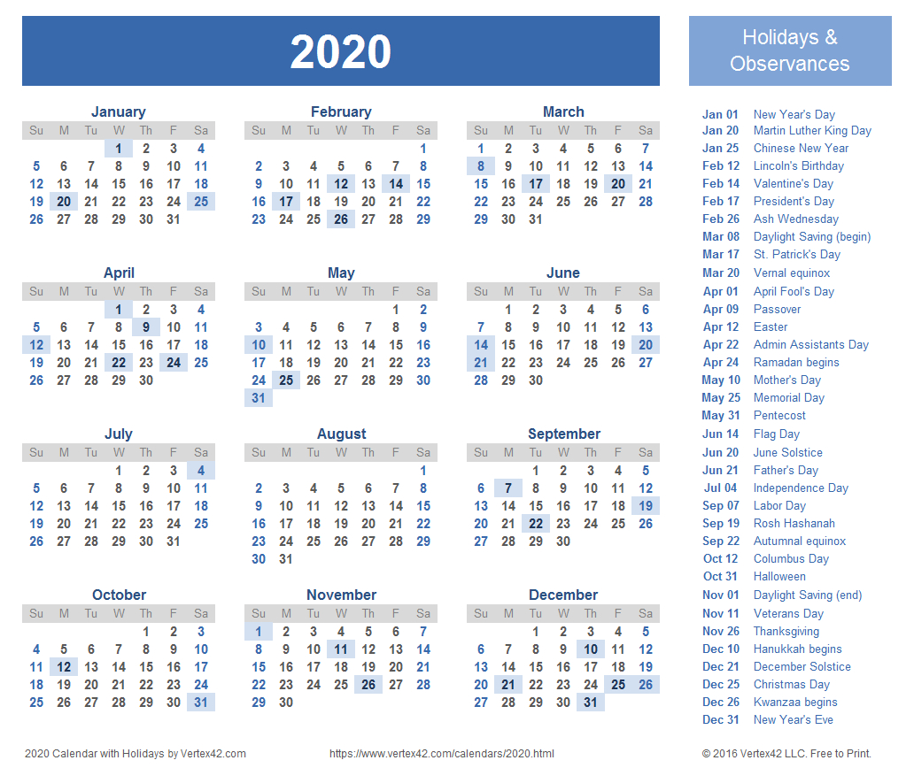 2020 Calendar Templates And Images Throughout Blank Word Wall Template Free