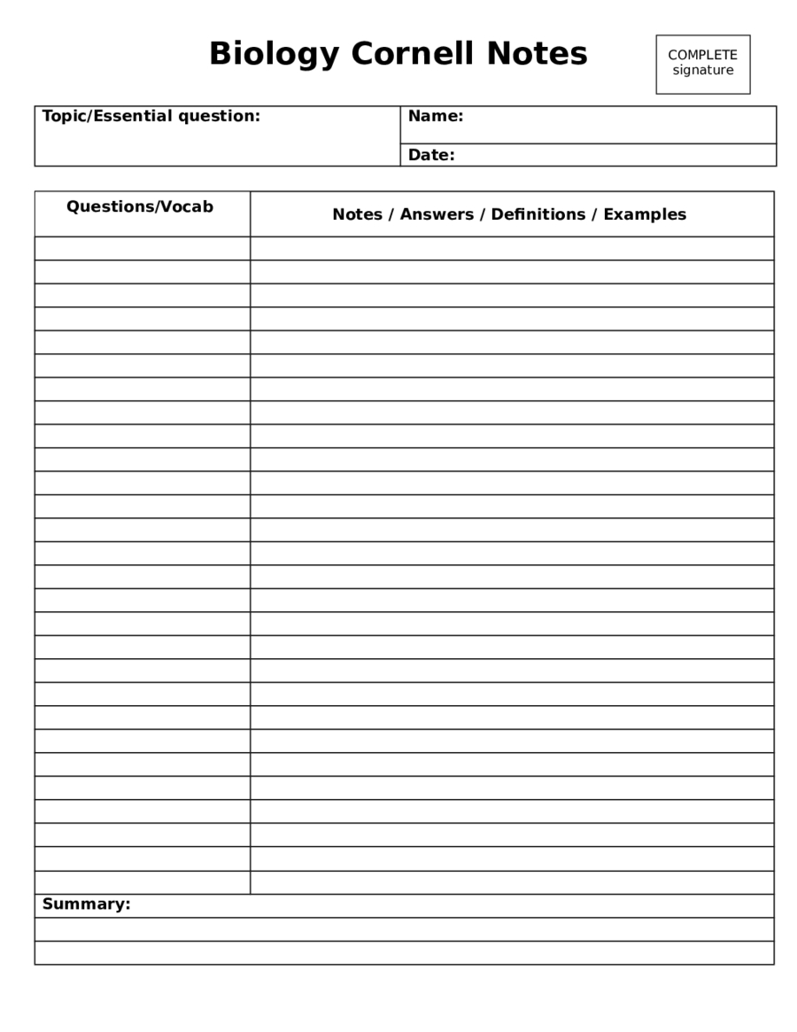 2020 Cornell Notes Template – Fillable, Printable Pdf With Regard To Note Taking Template Word