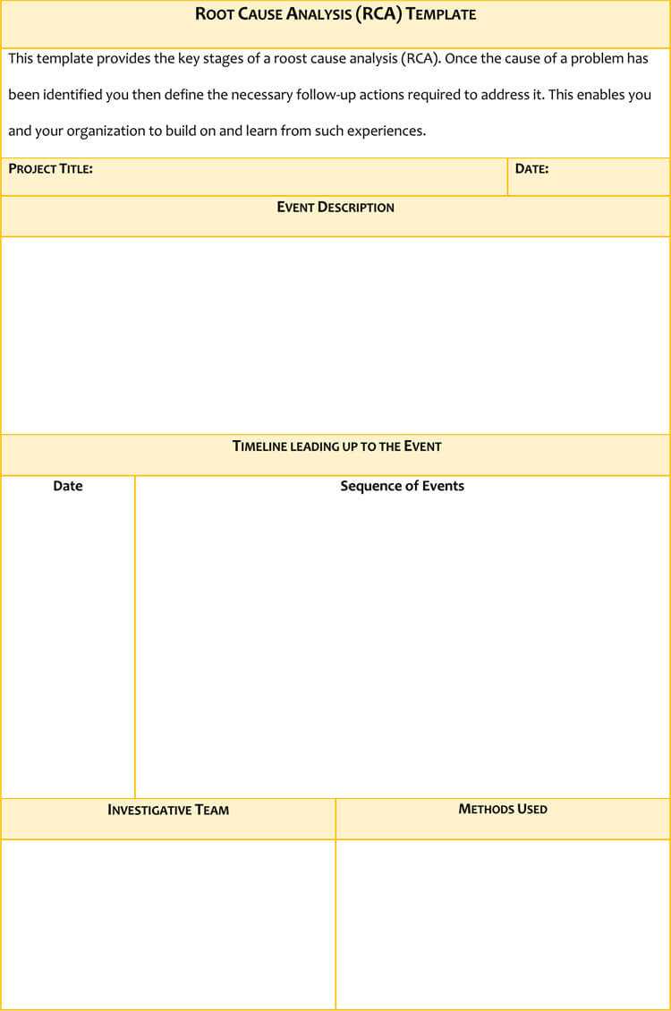 24+ Root Cause Analysis Templates (Word, Excel, Powerpoint Throughout Failure Analysis Report Template