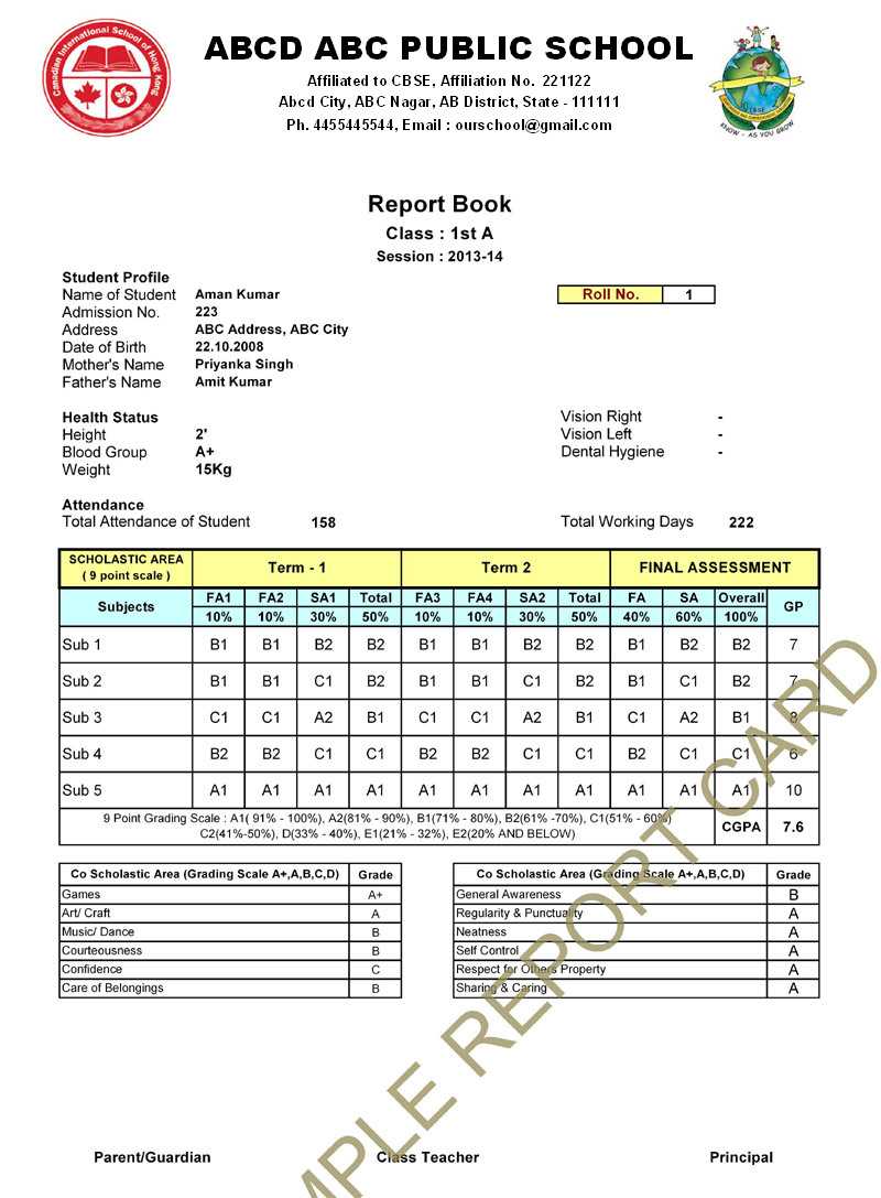 28+ [ Nursery Report Card Sample ] | 6 Kindergarten Report With Regard To Report Card Template Pdf