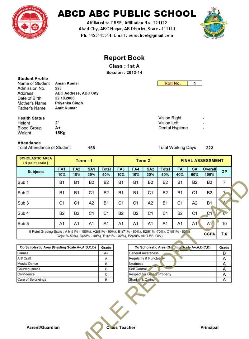 28+ [ Nursery Report Card Sample ] | 6 Kindergarten Report Within Report Card Format Template