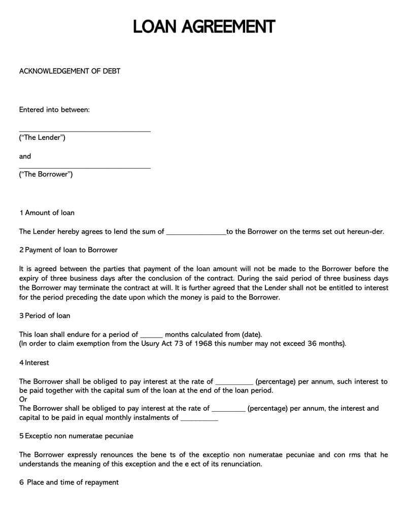 38 Free Loan Agreement Templates & Forms (Word | Pdf) Throughout Blank Loan Agreement Template