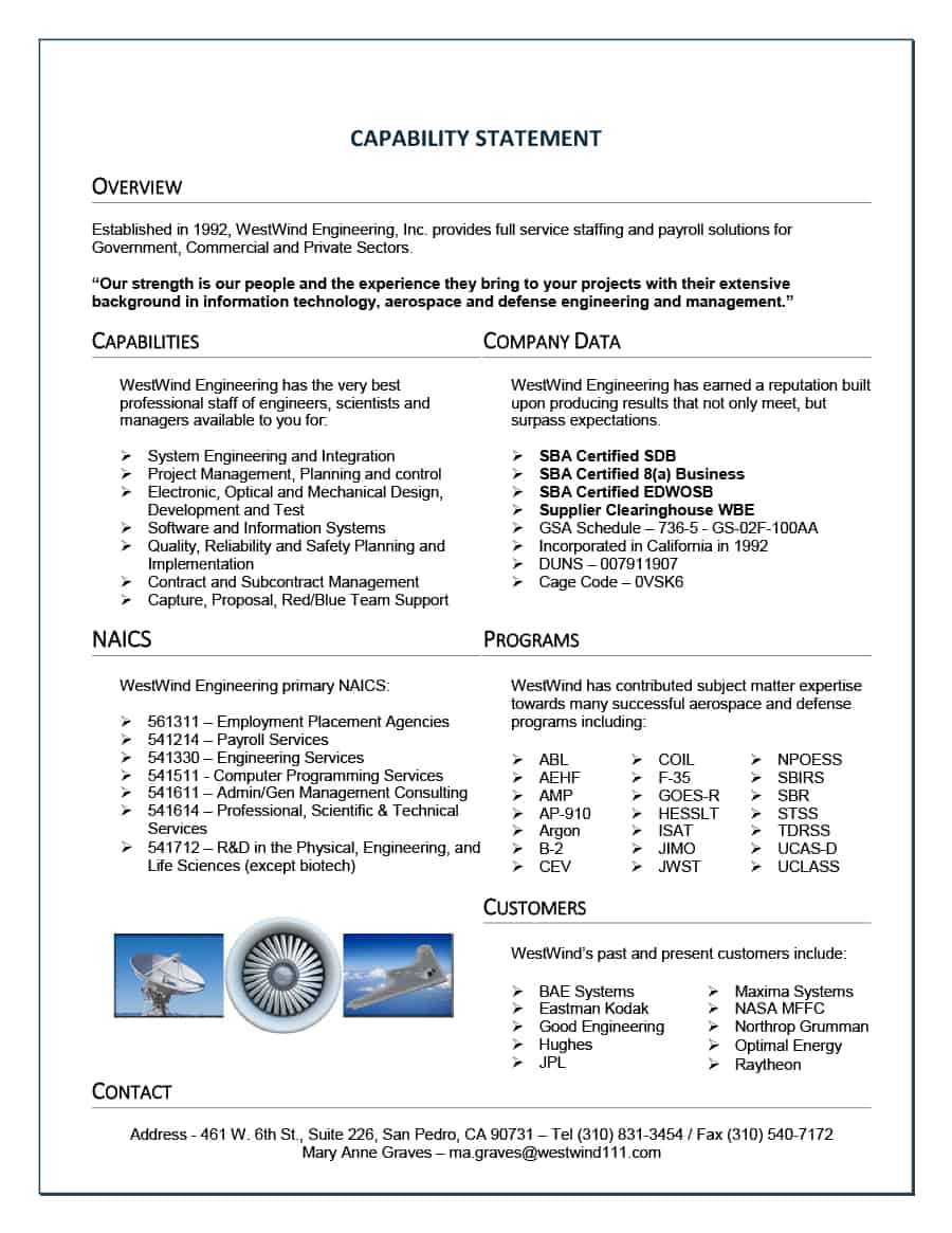 39 Effective Capability Statement Templates (+ Examples) ᐅ Throughout Capability Statement Template Word