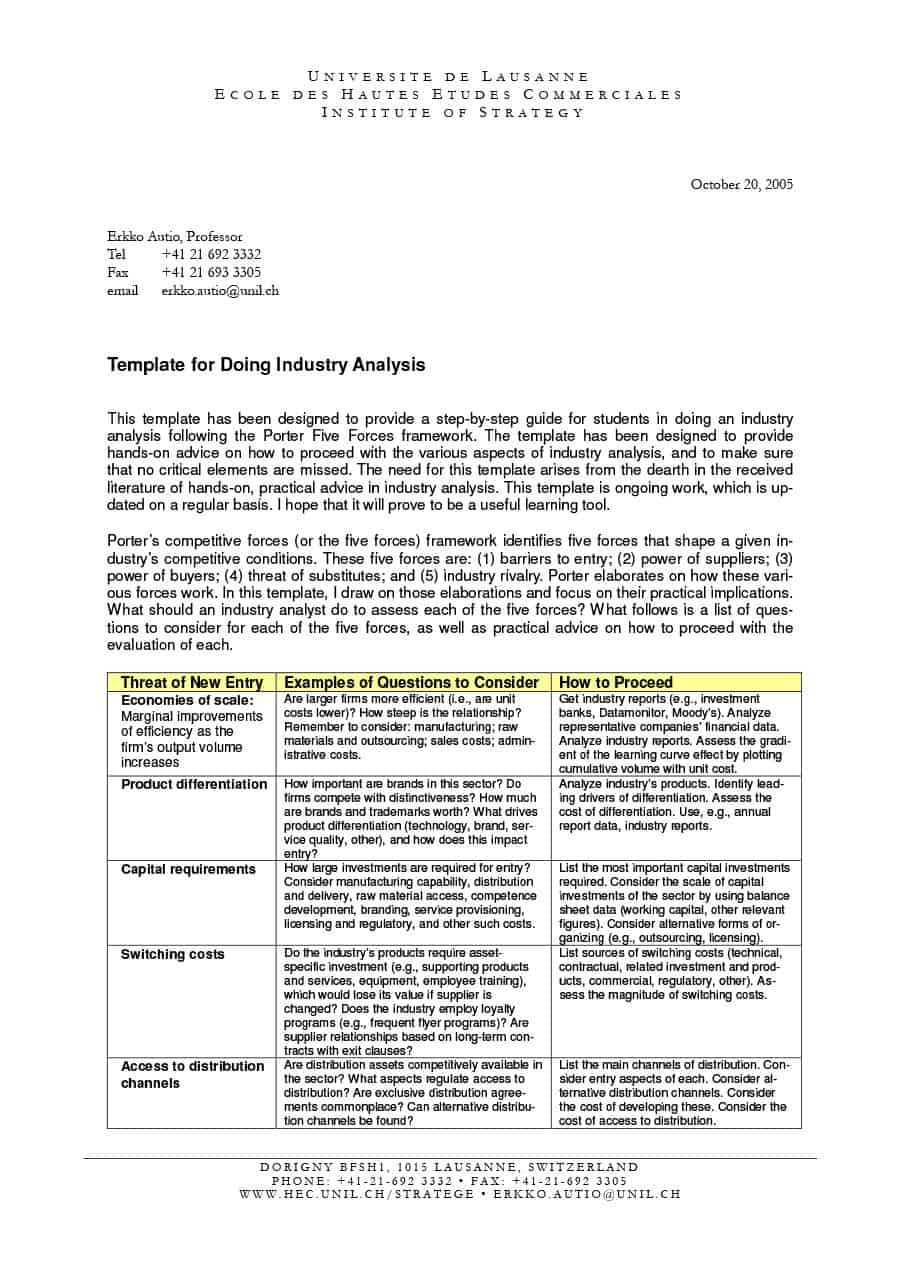 39 Free Industry Analysis Examples & Templates ᐅ Templatelab Throughout Strategic Analysis Report Template