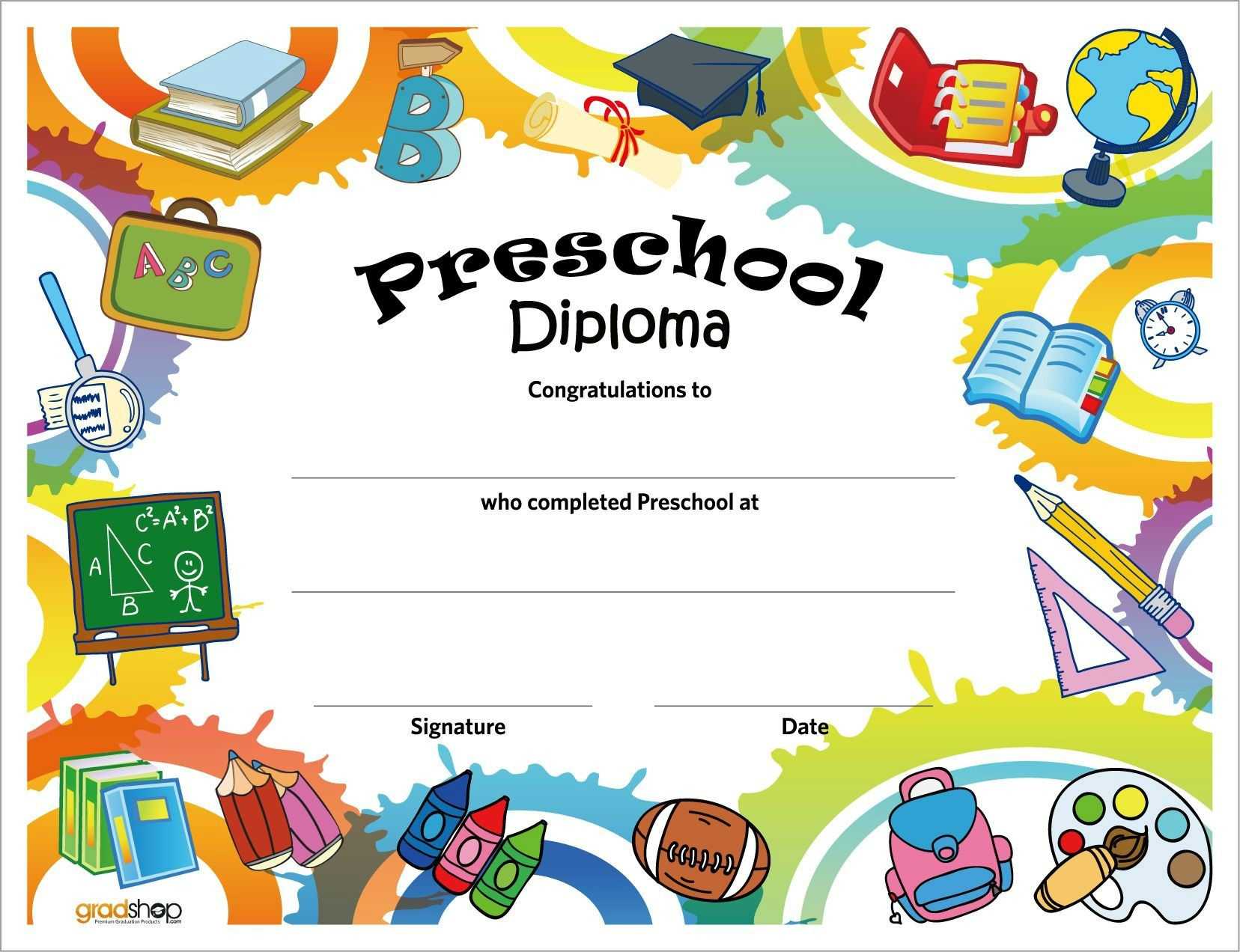 3Dd Preschool Diploma Certificate Design Template In Psd C Regarding Graduation Certificate Template Word