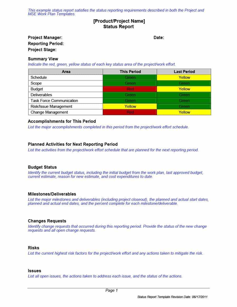 40+ Project Status Report Templates [Word, Excel, Ppt] ᐅ Pertaining To Weekly Progress Report Template Project Management
