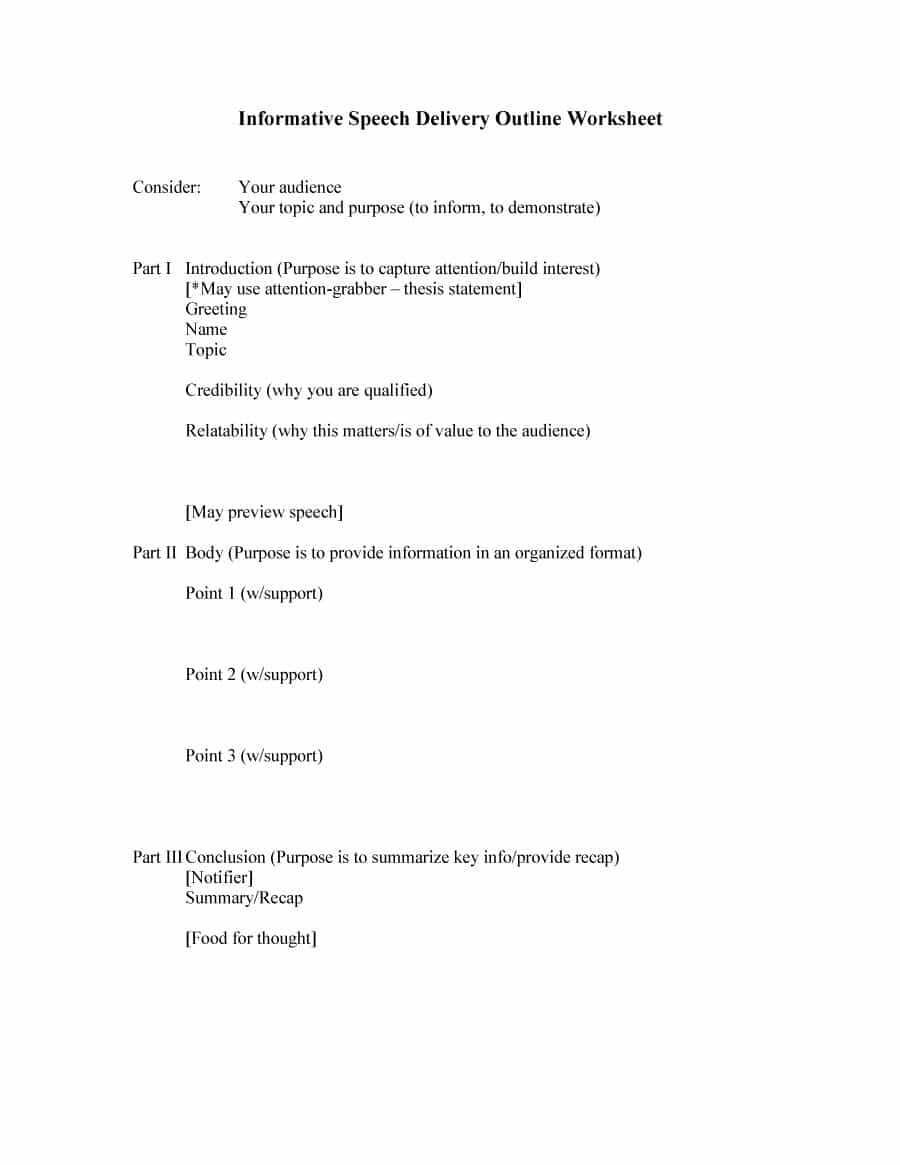 43 Informative Speech Outline Templates & Examples Pertaining To Speech Outline Template Word