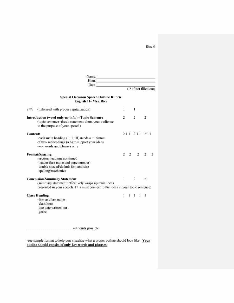 43 Informative Speech Outline Templates & Examples Pertaining To Speech Outline Template Word