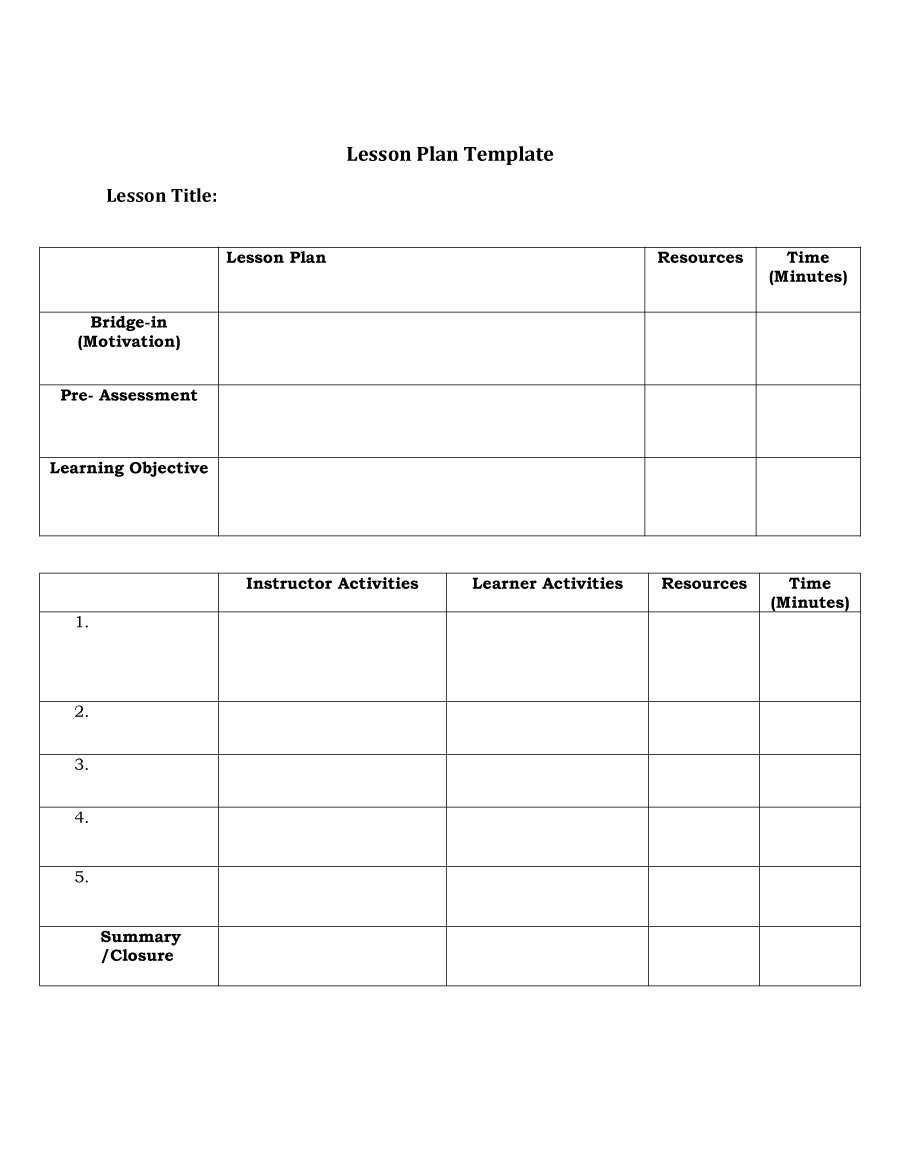 44 Free Lesson Plan Templates [Common Core, Preschool, Weekly] Throughout Blank Preschool Lesson Plan Template