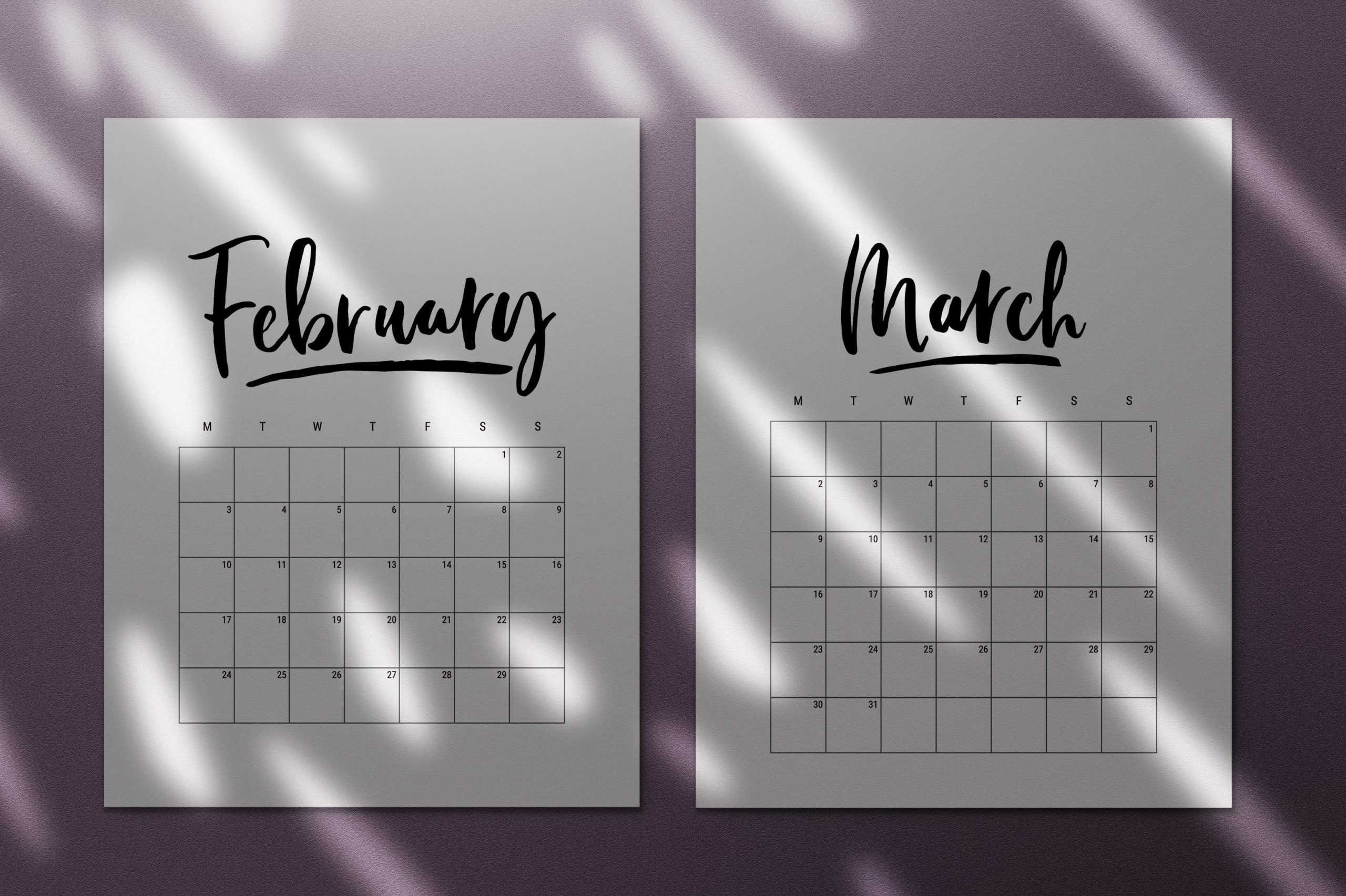 45 Best Printable Calendars 2020 (Both Free And Premium) Throughout Blank Word Wall Template Free