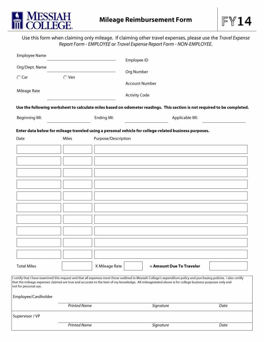 47 Reimbursement Form Templates [Mileage, Expense, Vsp] Throughout Reimbursement Form Template Word