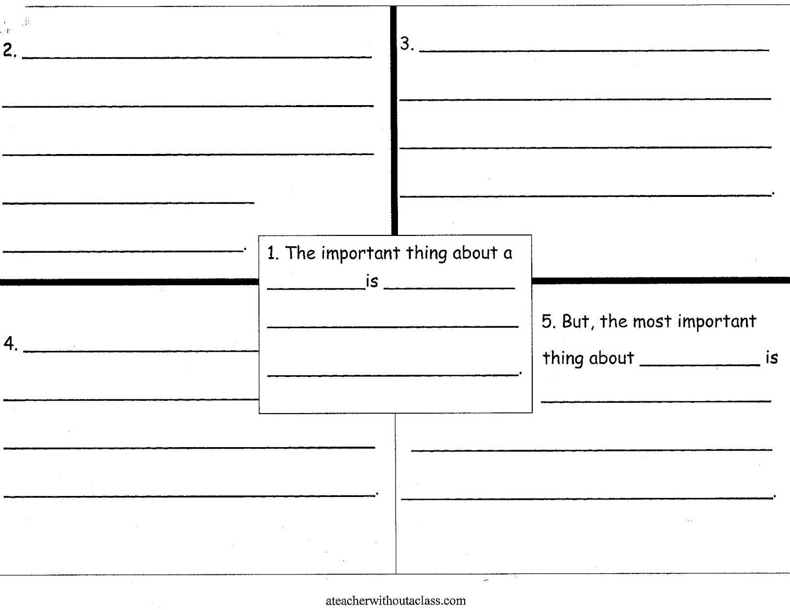 5 Best Images Of The Important Book Printables – The With Blank Four Square Writing Template