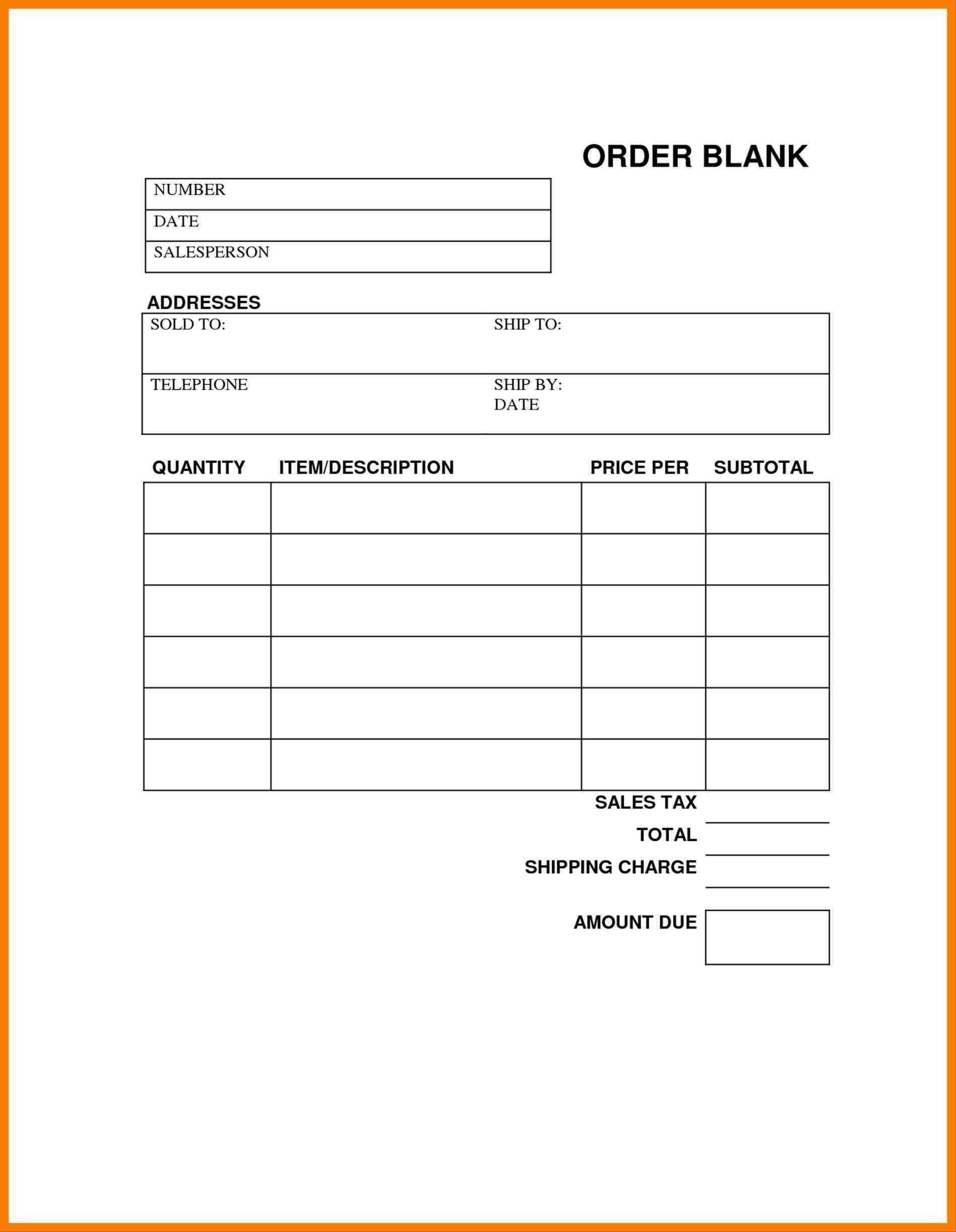 5+ Order Receipt Template – Receipt Template Within Blank Taxi Receipt Template