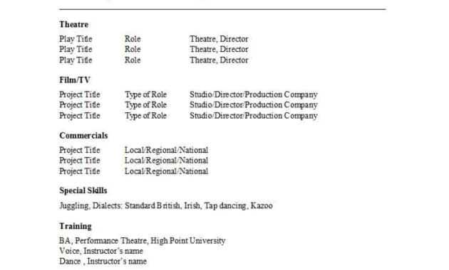 50 Free Acting Resume Templates (Word &amp; Google Docs) ᐅ within Theatrical Resume Template Word