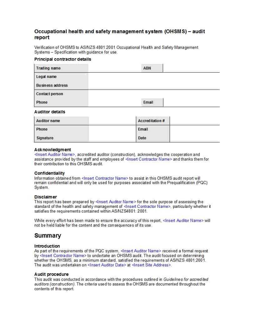 50 Free Audit Report Templates (Internal Audit Reports) ᐅ With Internal Control Audit Report Template