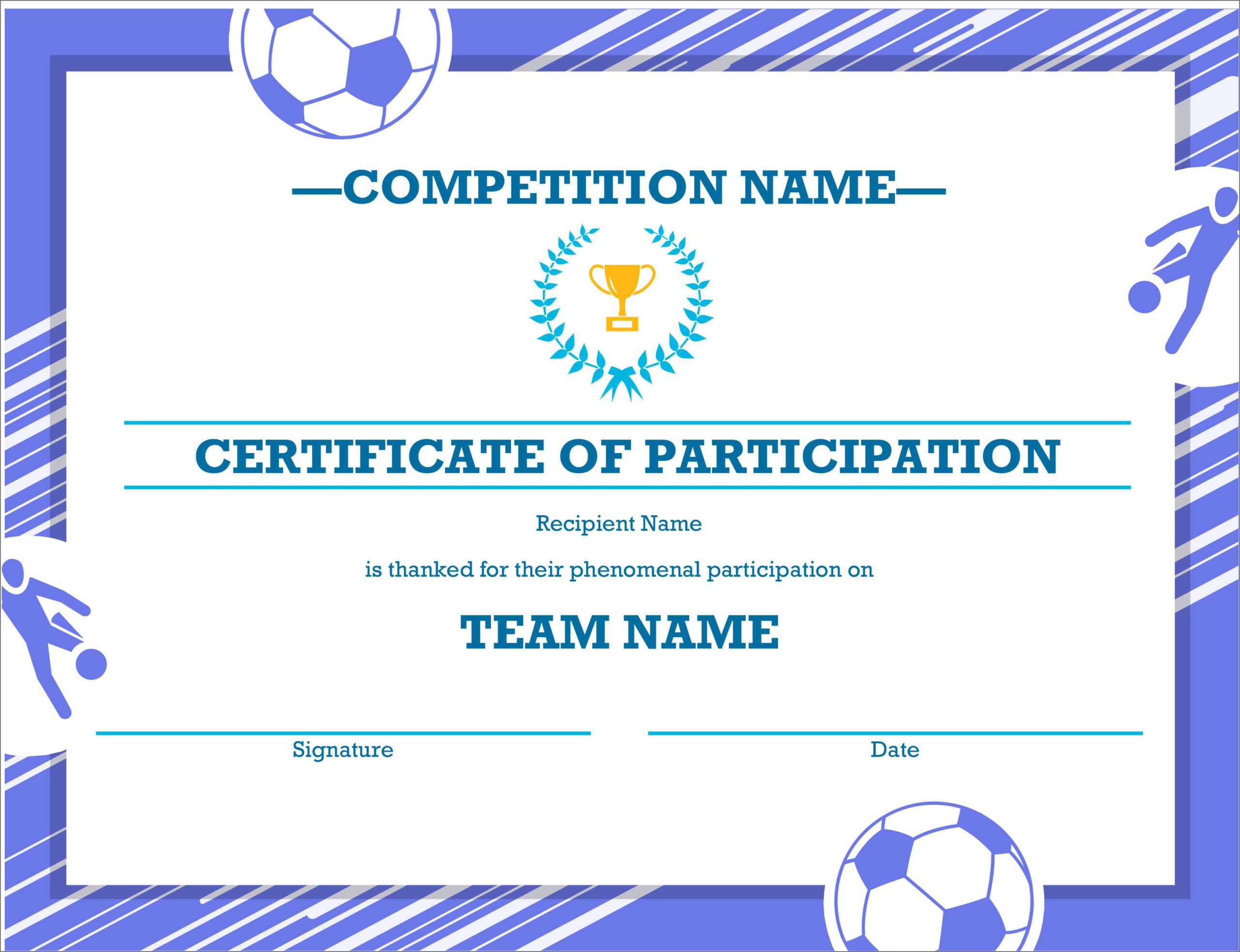 50 Free Creative Blank Certificate Templates In Psd Intended For Soccer Certificate Templates For Word