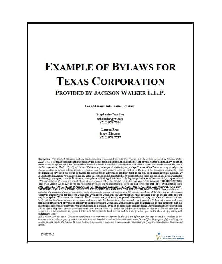50 Simple Corporate Bylaws Templates & Samples ᐅ Templatelab In Corporate Bylaws Template Word