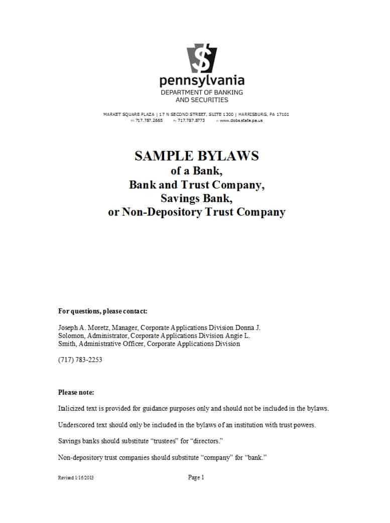 50 Simple Corporate Bylaws Templates & Samples ᐅ Templatelab In Corporate Bylaws Template Word