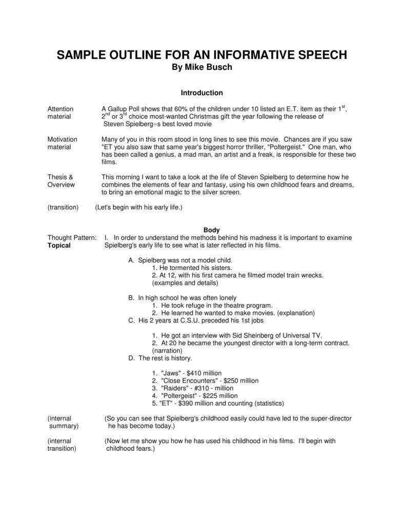 7+ Informative Speech Outline Templates – Pdf | Free Within Speech Outline Template Word