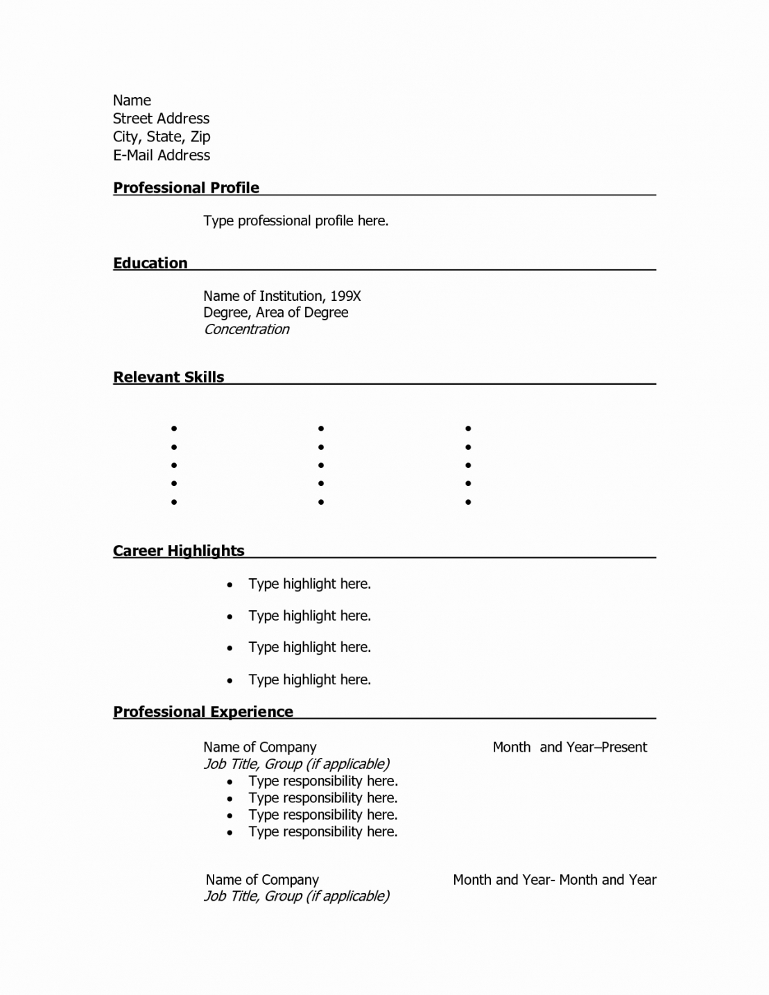 8 Blank Resume Templates For Microsoft Word Then Free In Free Printable Resume Templates Microsoft Word