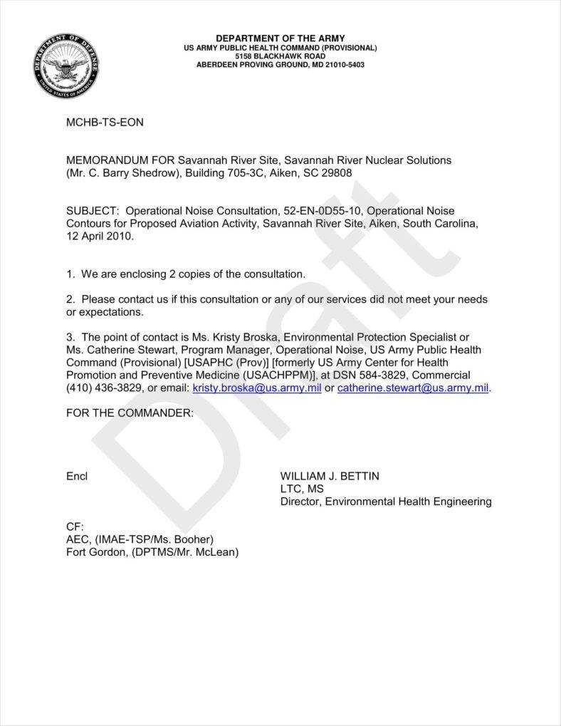 9+ Army Letterhead Templates | Free Samples, Examples For Army Memorandum Template Word