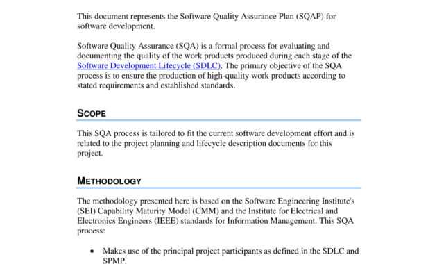 9+ Software Quality Assurance Plan Examples - Pdf | Examples inside Software Quality Assurance Report Template