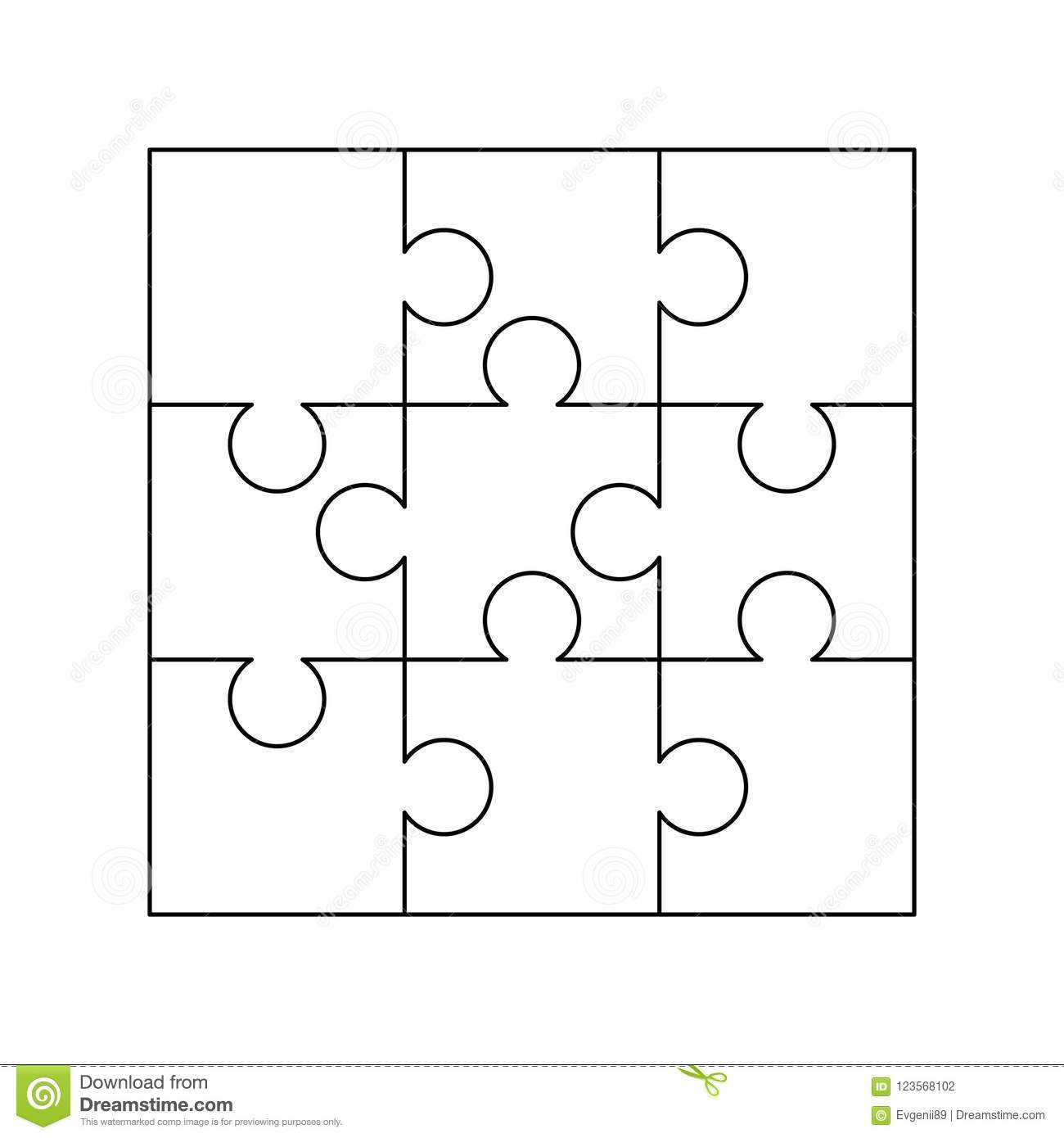 9 White Puzzles Pieces Arranged In A Square. Jigsaw Puzzle Pertaining To Jigsaw Puzzle Template For Word