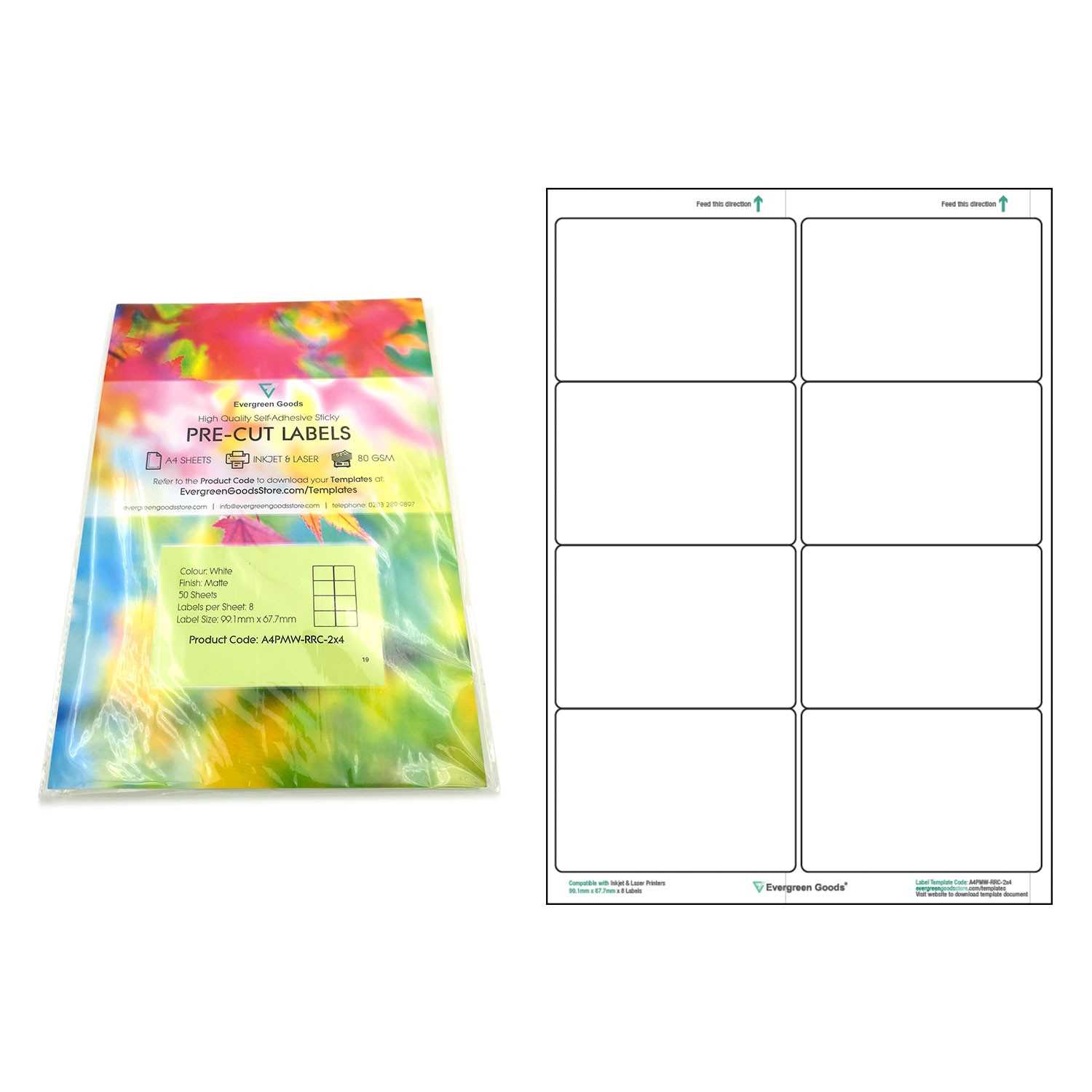 A4 Pre Cut Multi Matte White Paper Labels (2X4, 8 Labels Per Pertaining To Labels 8 Per Sheet Template Word