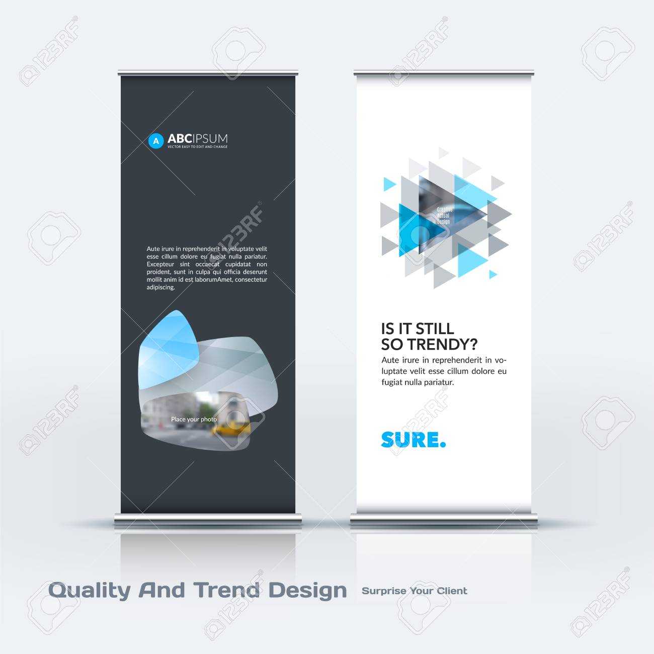 Abstract Business Vector Set Of Modern Roll Up Banner Stand Design Template  With Colourful Soft, Rounded Shapes Within Banner Stand Design Templates