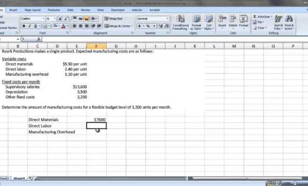 Acc 121 - Preparing A Flexible Budget in Flexible Budget Performance Report Template