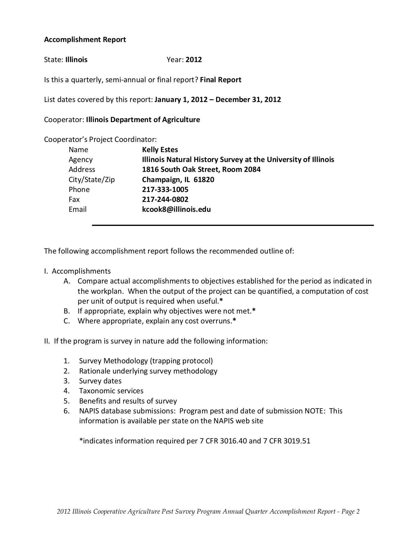 Accomplishment Report Format – Illinois Natural History Survy Regarding Weekly Accomplishment Report Template