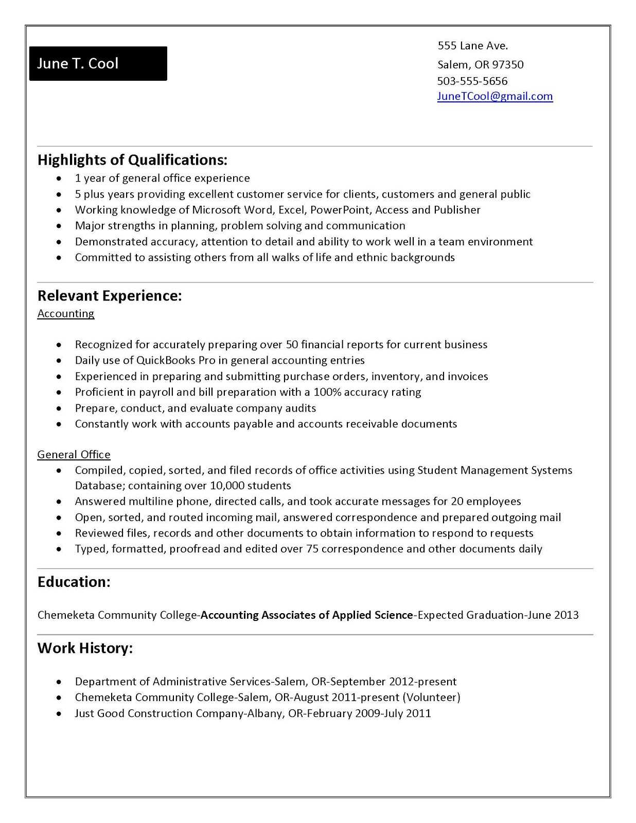 Accounting Functional Resume: College Student Resume Inside College Student Resume Template Microsoft Word