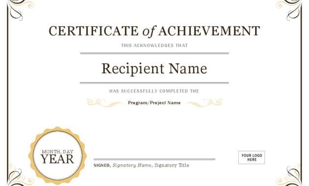 Achievement Award Certificate Template - Dalep.midnightpig.co within Blank Certificate Of Achievement Template