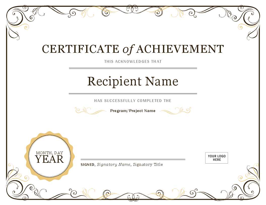 Achievement Award Certificate Template - Dalep.midnightpig.co Within Blank Certificate Of Achievement Template
