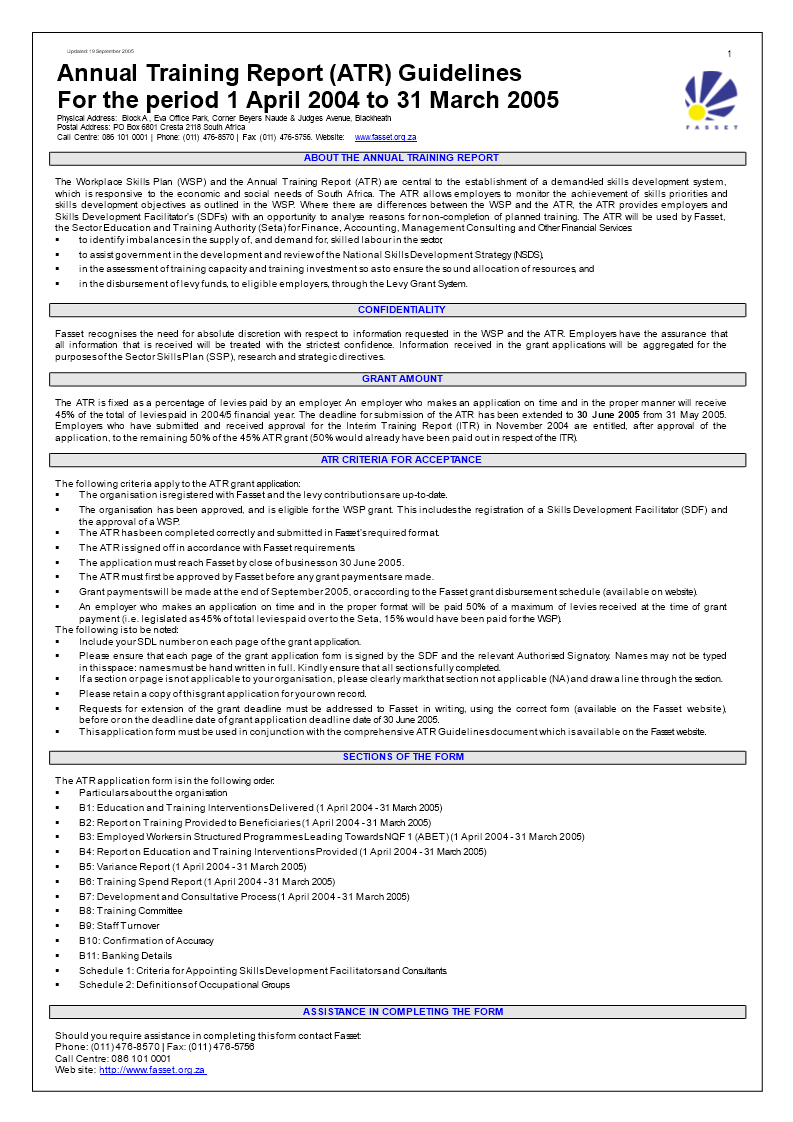 Annual Training Report (Atr) Guidelines | Templates At Intended For Training Report Template Format