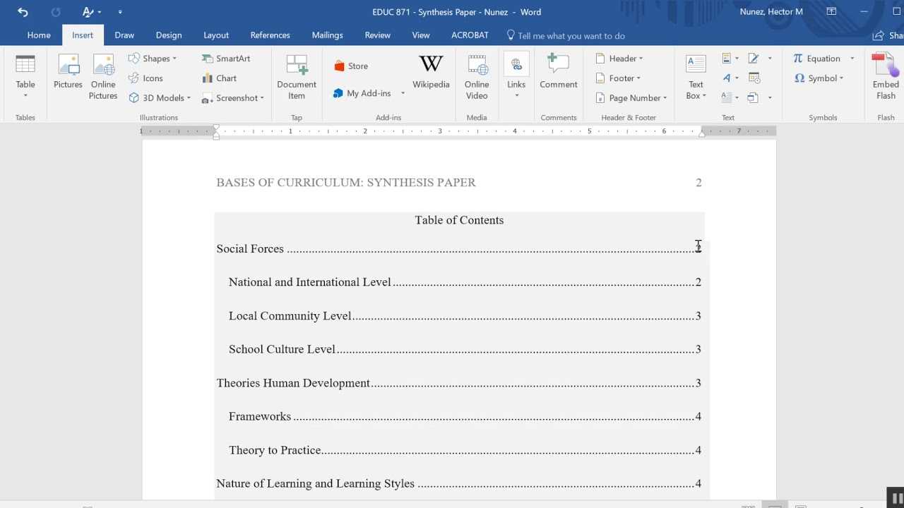 Apa 6Th Edition Table Of Contents Template – Calep Within Microsoft Word Table Of Contents Template