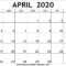 April 2020 Printable Calendar – Free Printable Calendar With Blank Calander Template