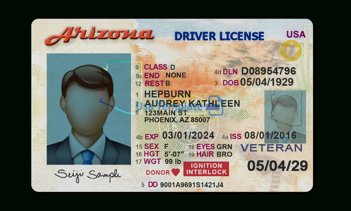 Arizona Driver License Template Pertaining To Blank Drivers License Template