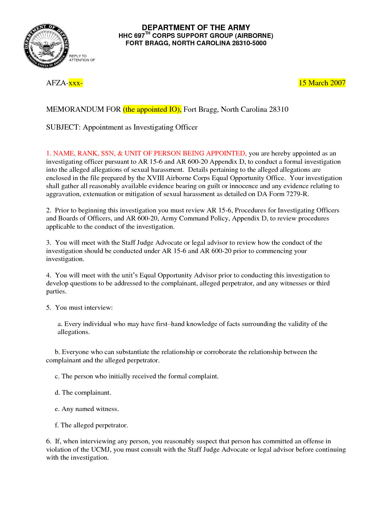 Army Memo Example Template | Free Cover Letter Templates Inside Army Memorandum Template Word
