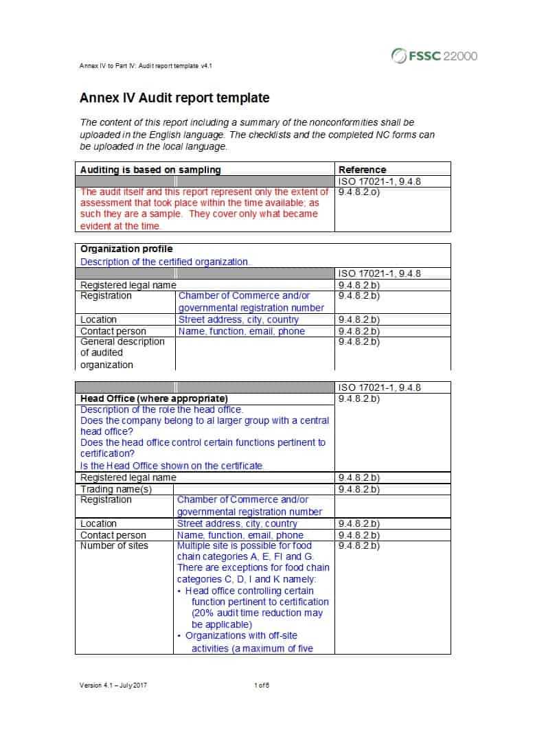 Audit Report Templates – Dalep.midnightpig.co Regarding Annual Health And Safety Report Template