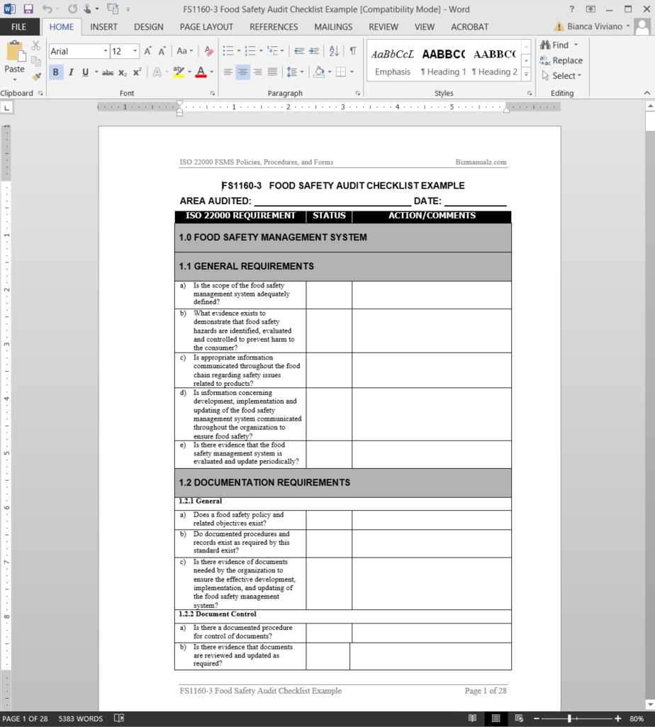 Audit Template Word – Calep.midnightpig.co In Iso 9001 Internal Audit Report Template
