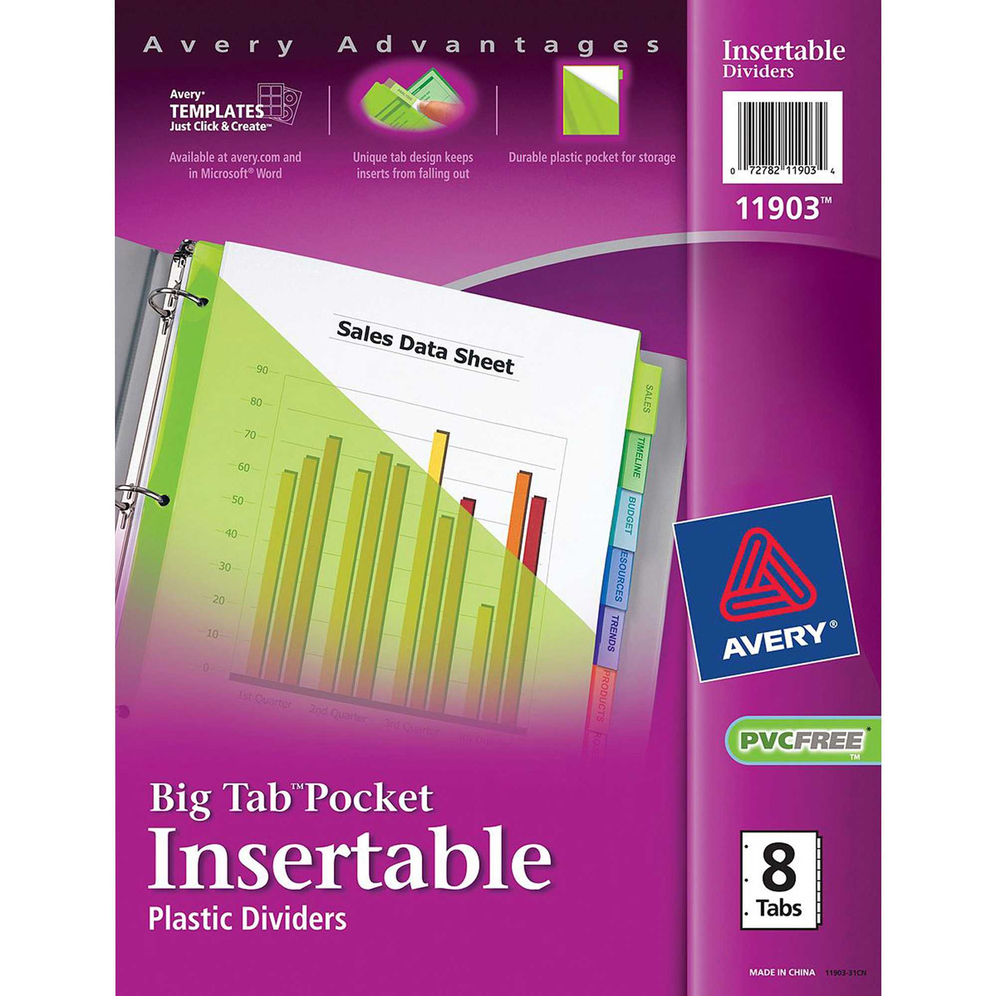 Avery® Big Tab Plastic Insertable Dividers – 8 Tab(S)/set – Letter – 8 1/2"  Width X 11" Length – Multicolor Plastic Divider – 8 / Set Within 8 Tab Divider Template Word